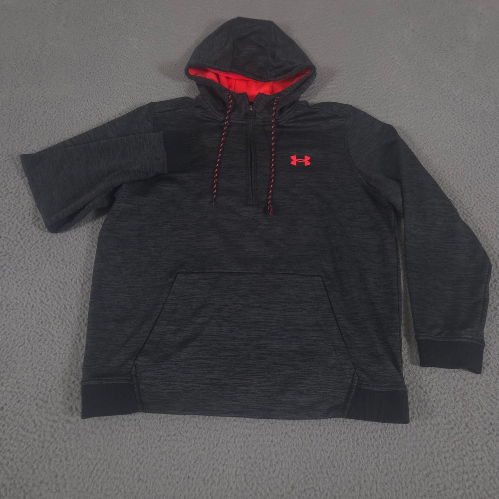 LOT OF 2 Under Armour Hoodie Men Large Navy Gray Hustler Fleece Quarter Zip Logo - Picture 9 of 14